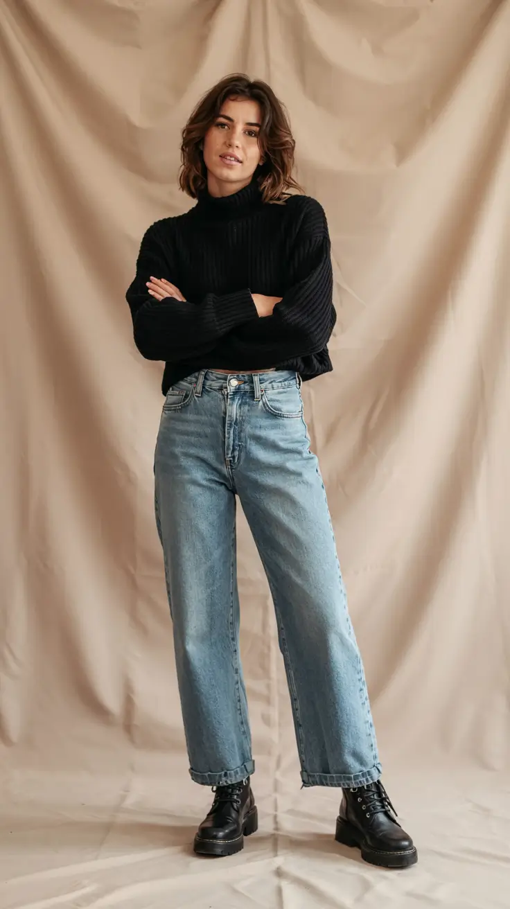 fall outfits ideas 2025 Relaxed Leather and Casual Power
