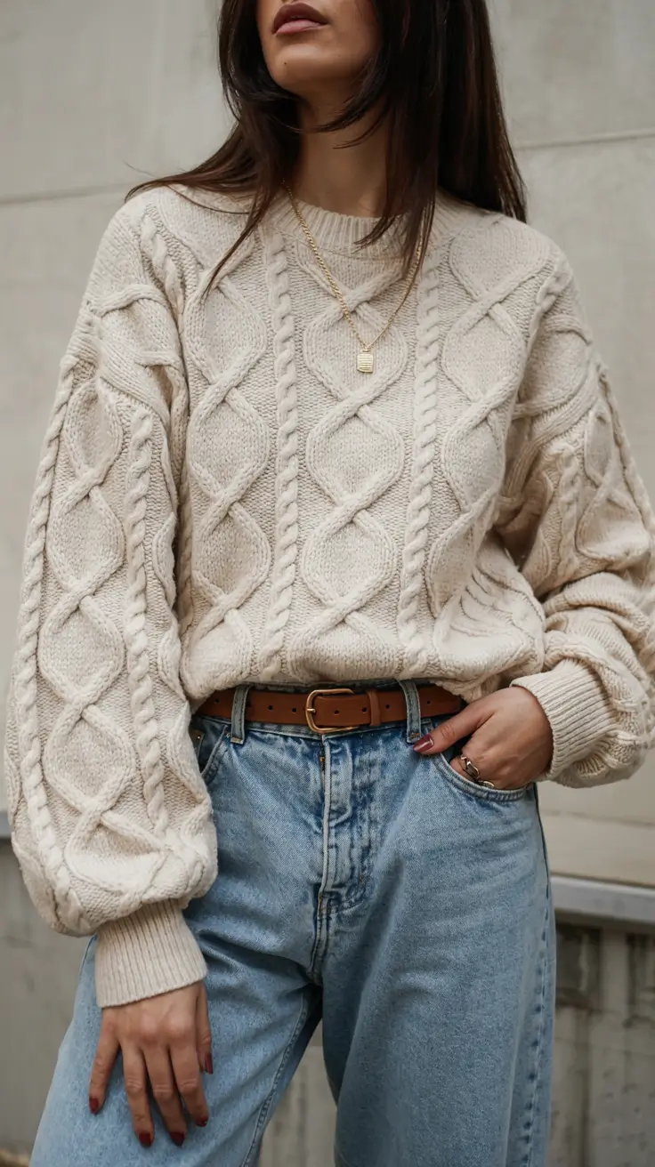 fall outfits ideas 2025 Cable Knit Energy: A Soft Power Look