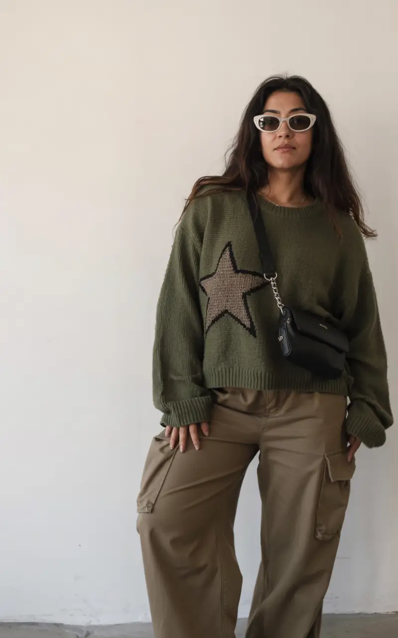 fall plus size outfits ideas 2025 Playful Cargo Meets Graphic Knits