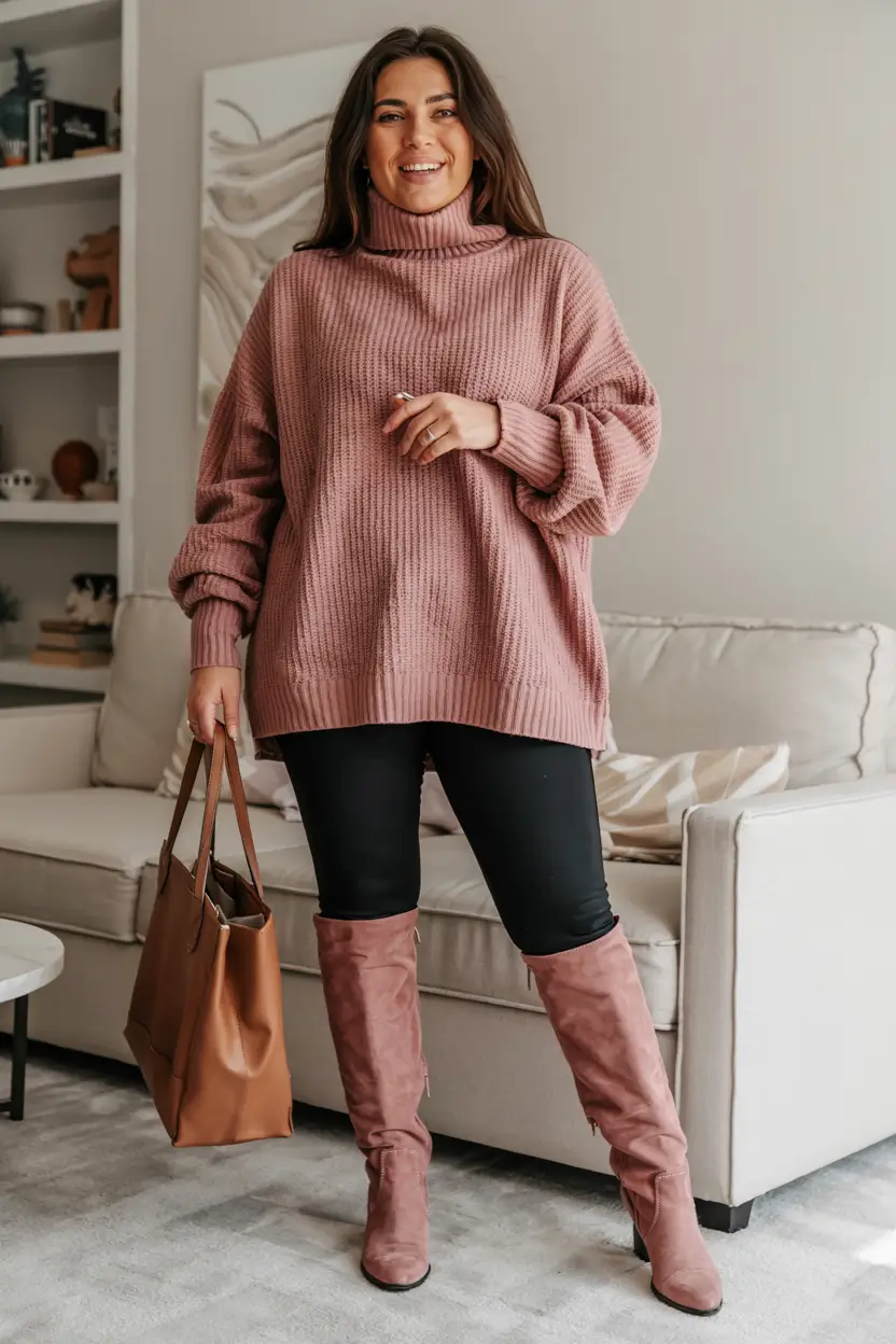 fall plus size outfits ideas 2025 Muted Mauve and Sleek Staples