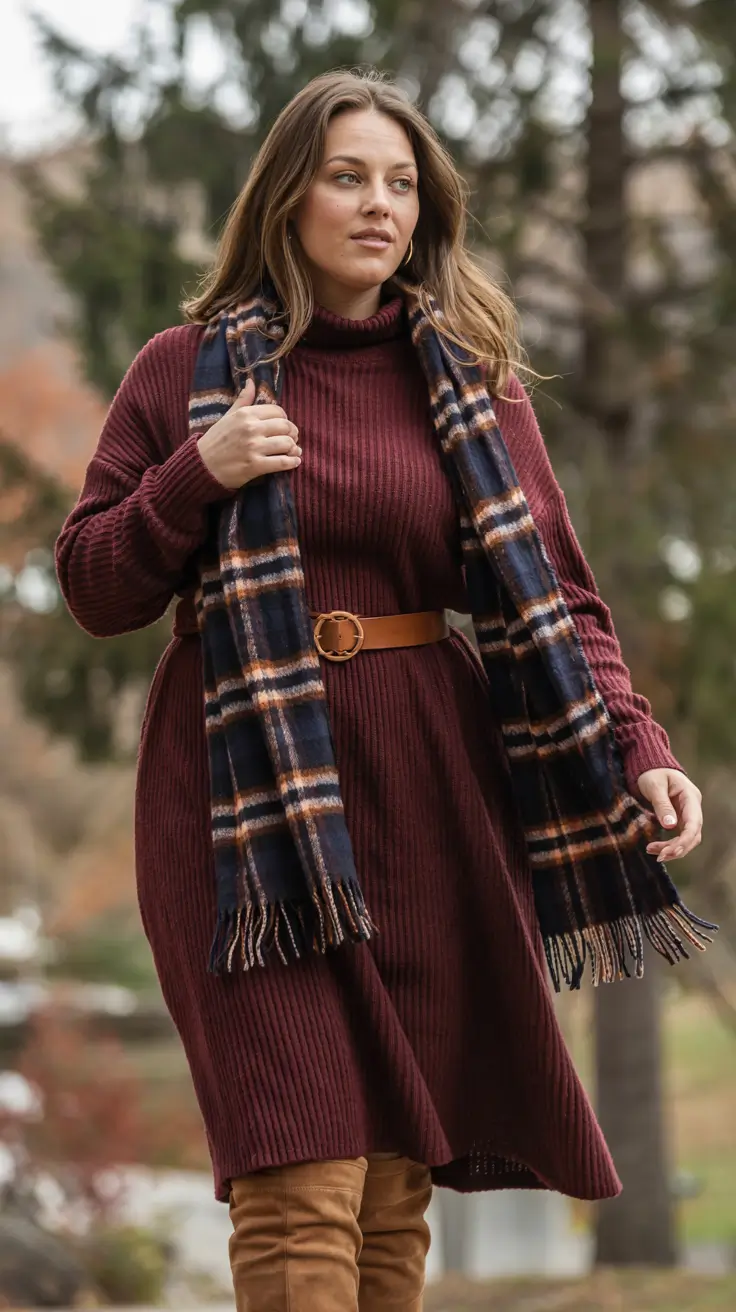 fall plus size outfits ideas 2025 Sweater Dress Romance