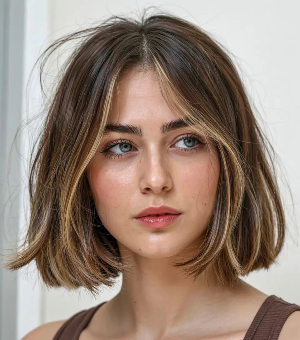 fall short haircut Soft Bob with Face-Framing Money Piece