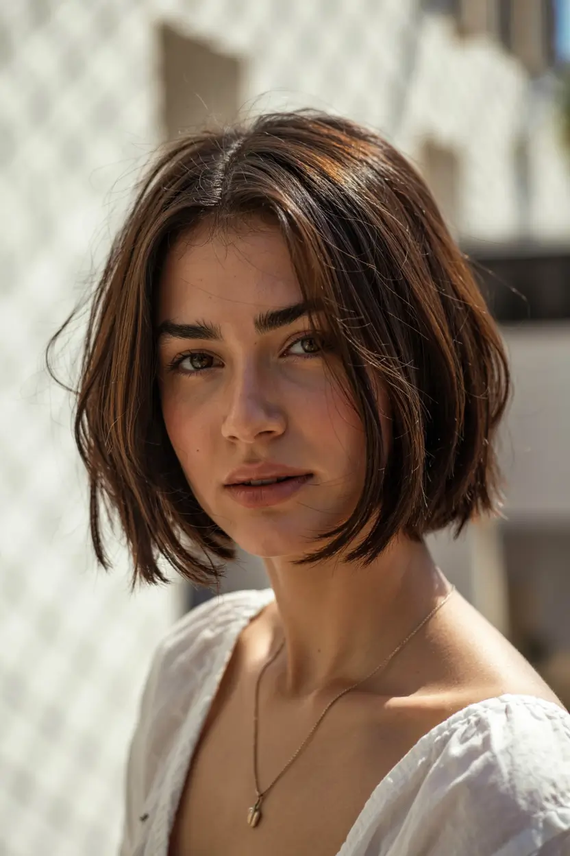 fall short haircut Classic Tucked-In Bob with Natural Gloss