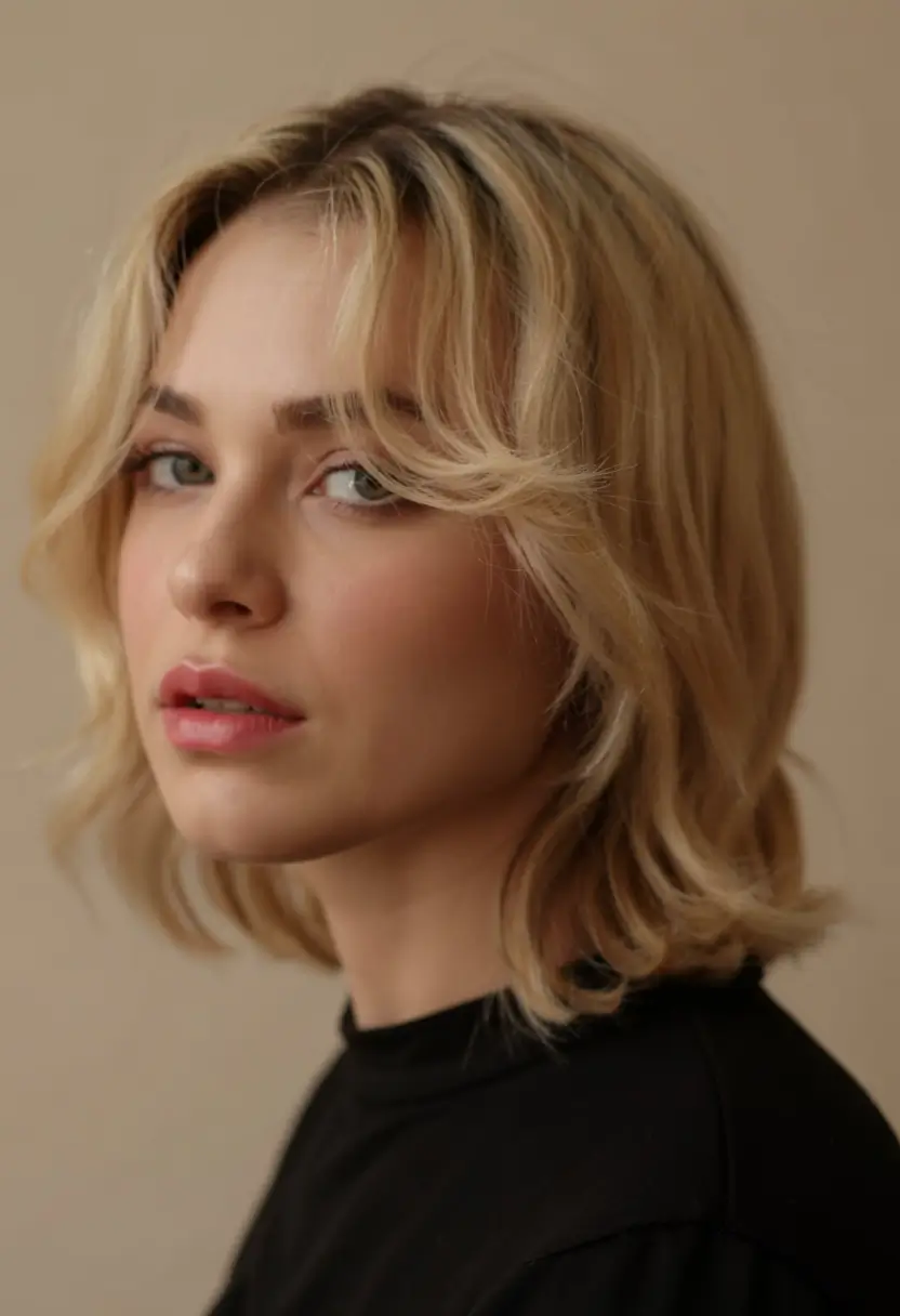 fall short haircut Retro Blonde Flip with Curtain Movement