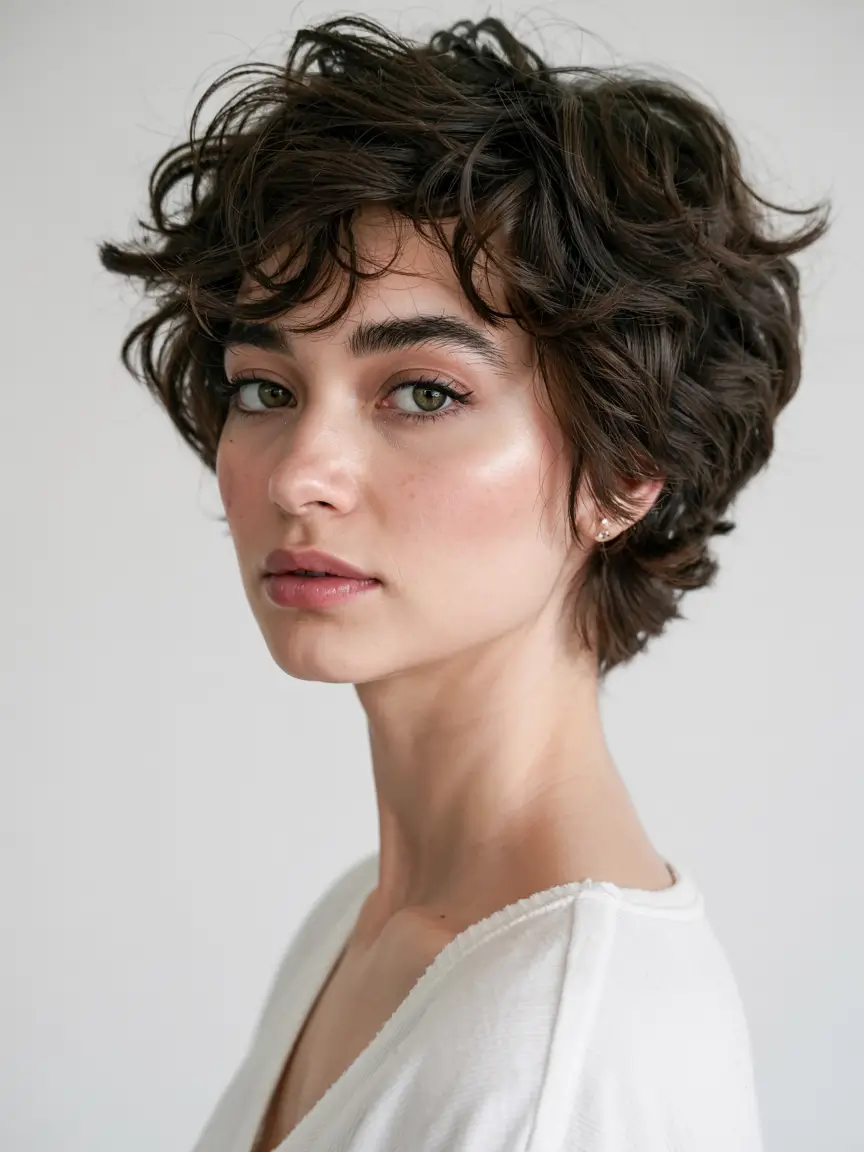 fall short haircut Layered Crop with Natural Curls and Lift