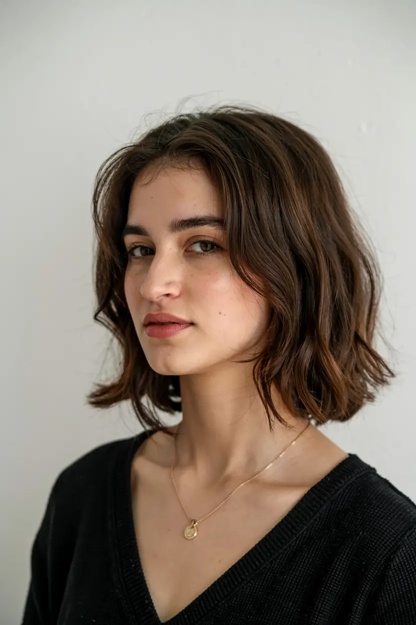 fall short haircut Loose Wave Bob with Lived-In Texture