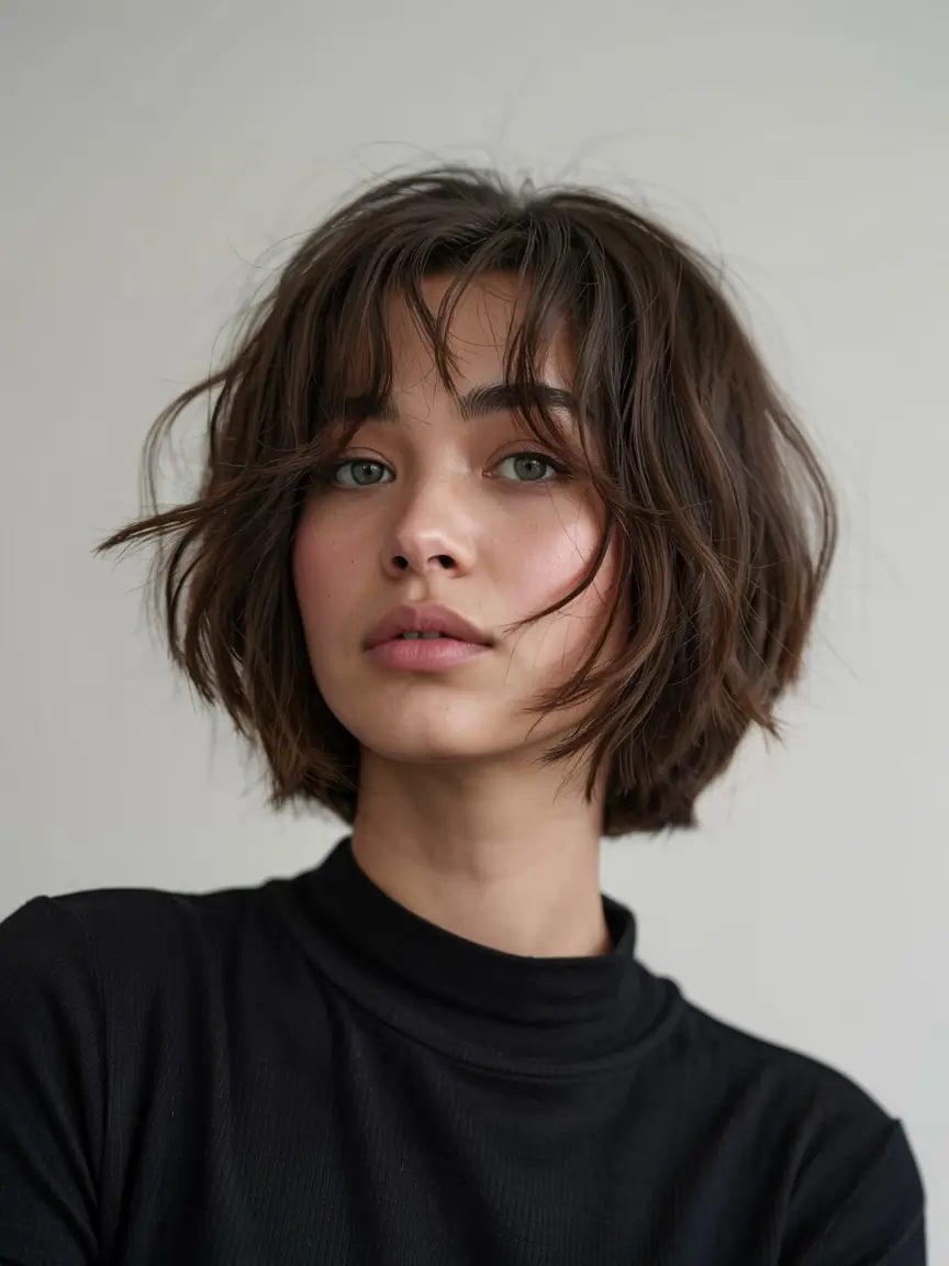 fall short haircut Choppy Fringe Bob with Airy Movement