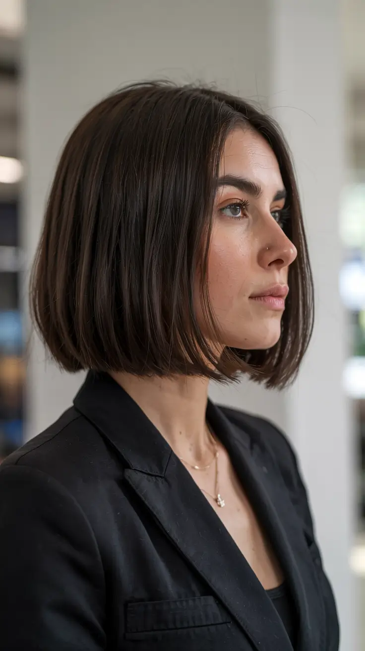 fall short haircut The Sleek French Bob with Subtle Inward Curve