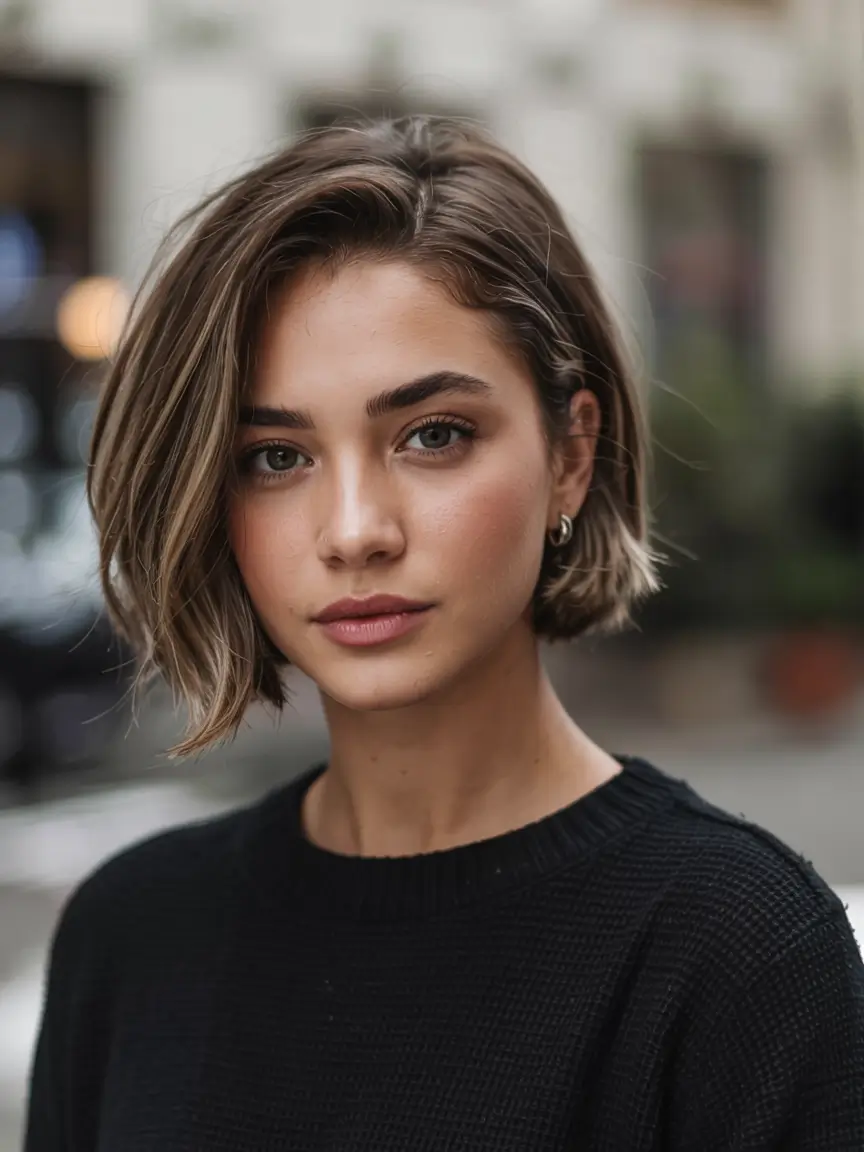 fall short haircut Chic Precision Bob with Subtle Face Framing