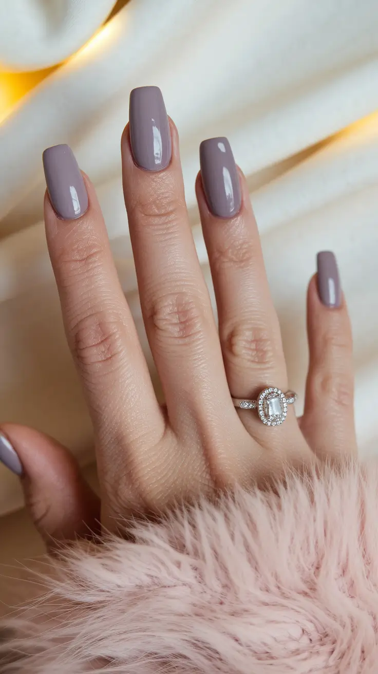 subtle fall nails 2025 Mauve Gray Chic with Soft Edges