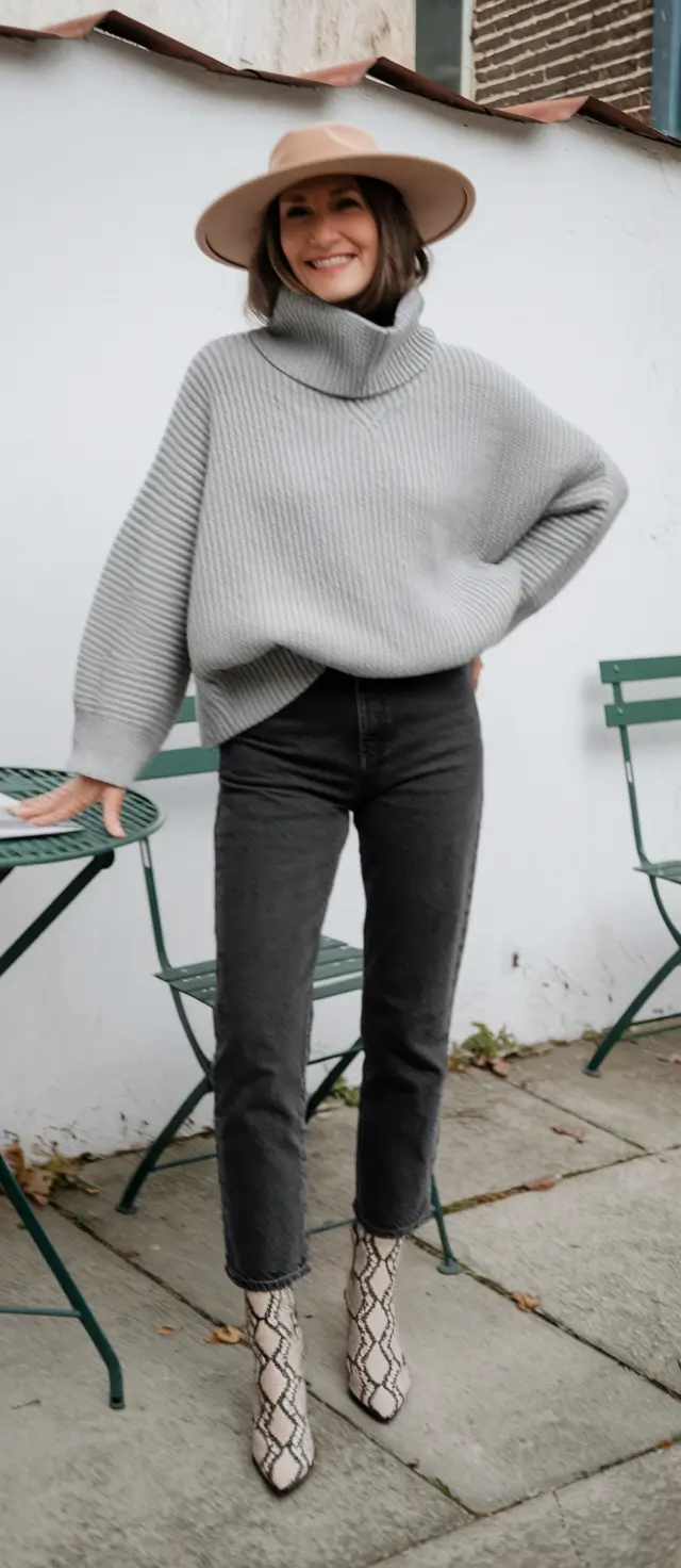 fall outfits for women over 40 - Textured Neutrals and a Hint of Snake