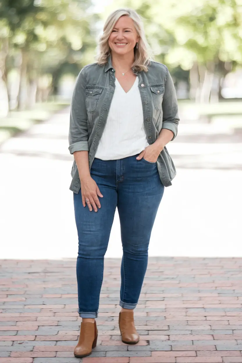 fall outfits for women over 40 - Laid-Back Denim Done Right