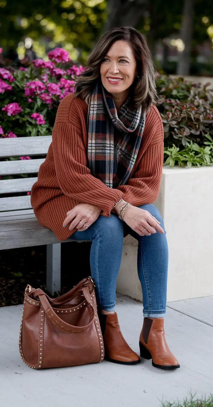 fall outfits for women over 40 - Classic Fall Layers with Cozy Texture