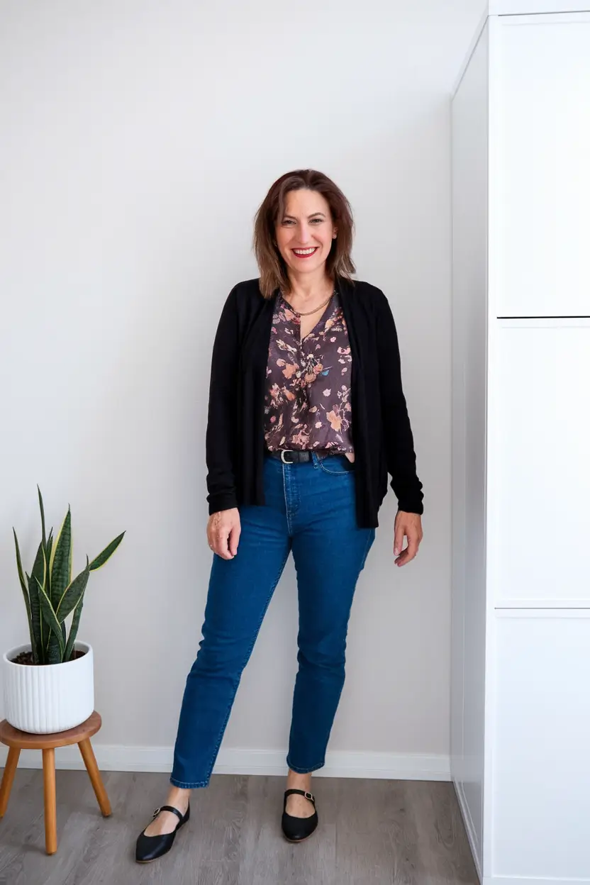 fall outfits for women over 40 - Everyday Ease with a Touch of Floral