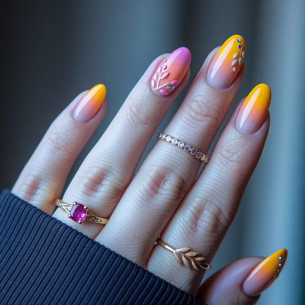 autumn nails colors orange and brown 2025