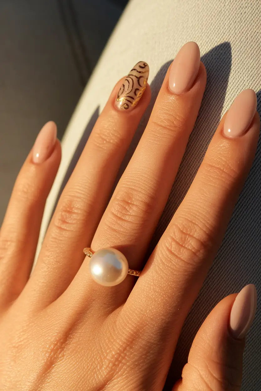 autumn nails colors nude gold