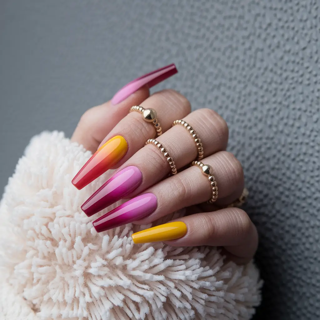autumn nails colors orange ombre 2025