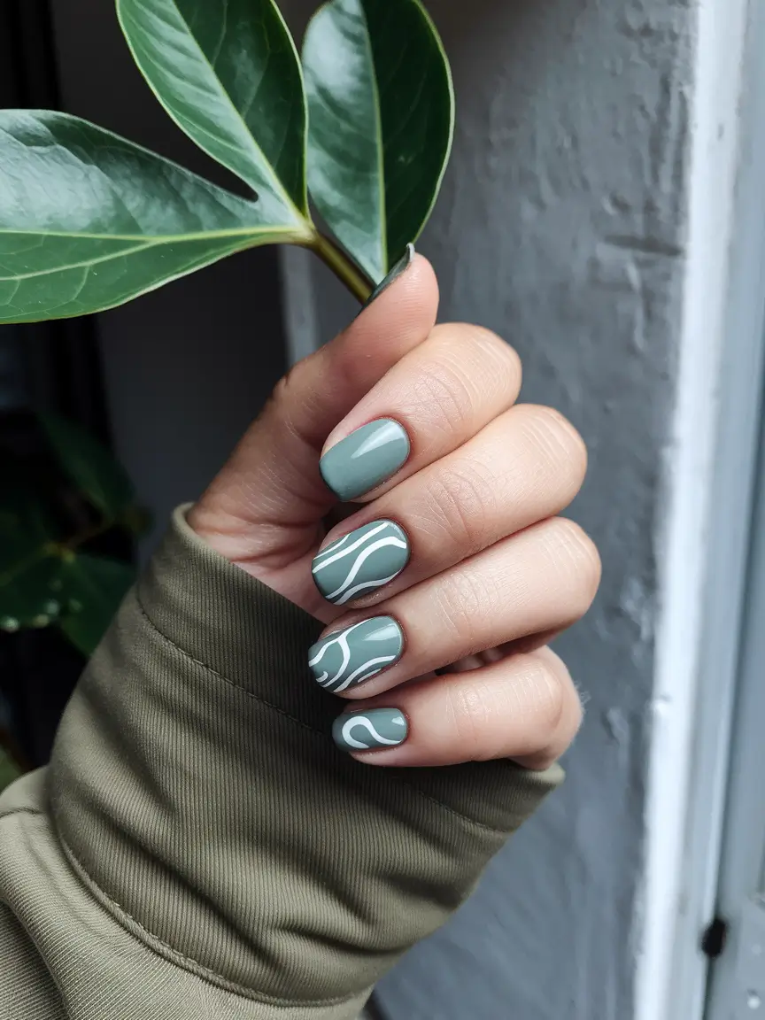 autumn nails designs 2025 Soft Olive Whispers