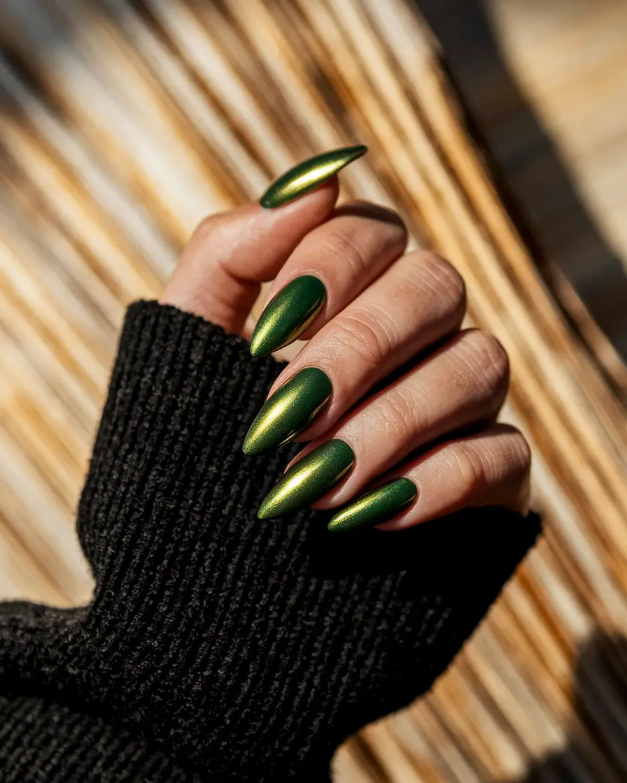 autumn nails designs 2025 Emerald Flame