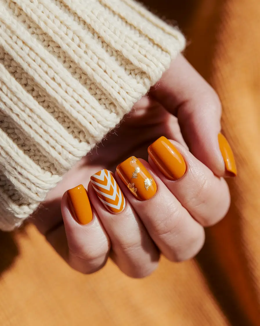 autumn nails designs 2025 Golden Amber Play
