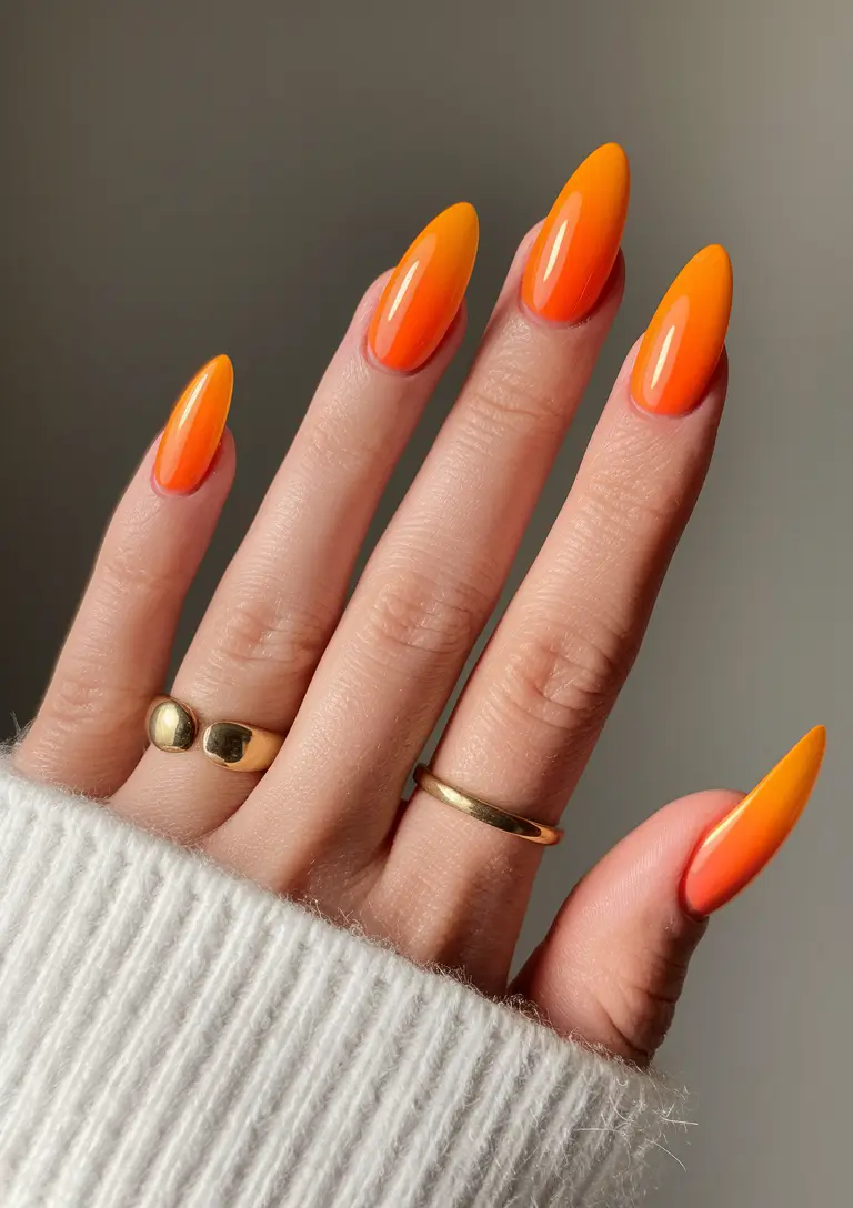 autumn nails designs 2025 Fiery Ombre Glow