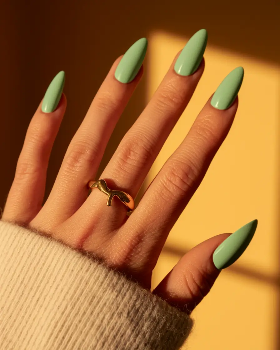 autumn nails designs 2025 Minty Autumn Twist