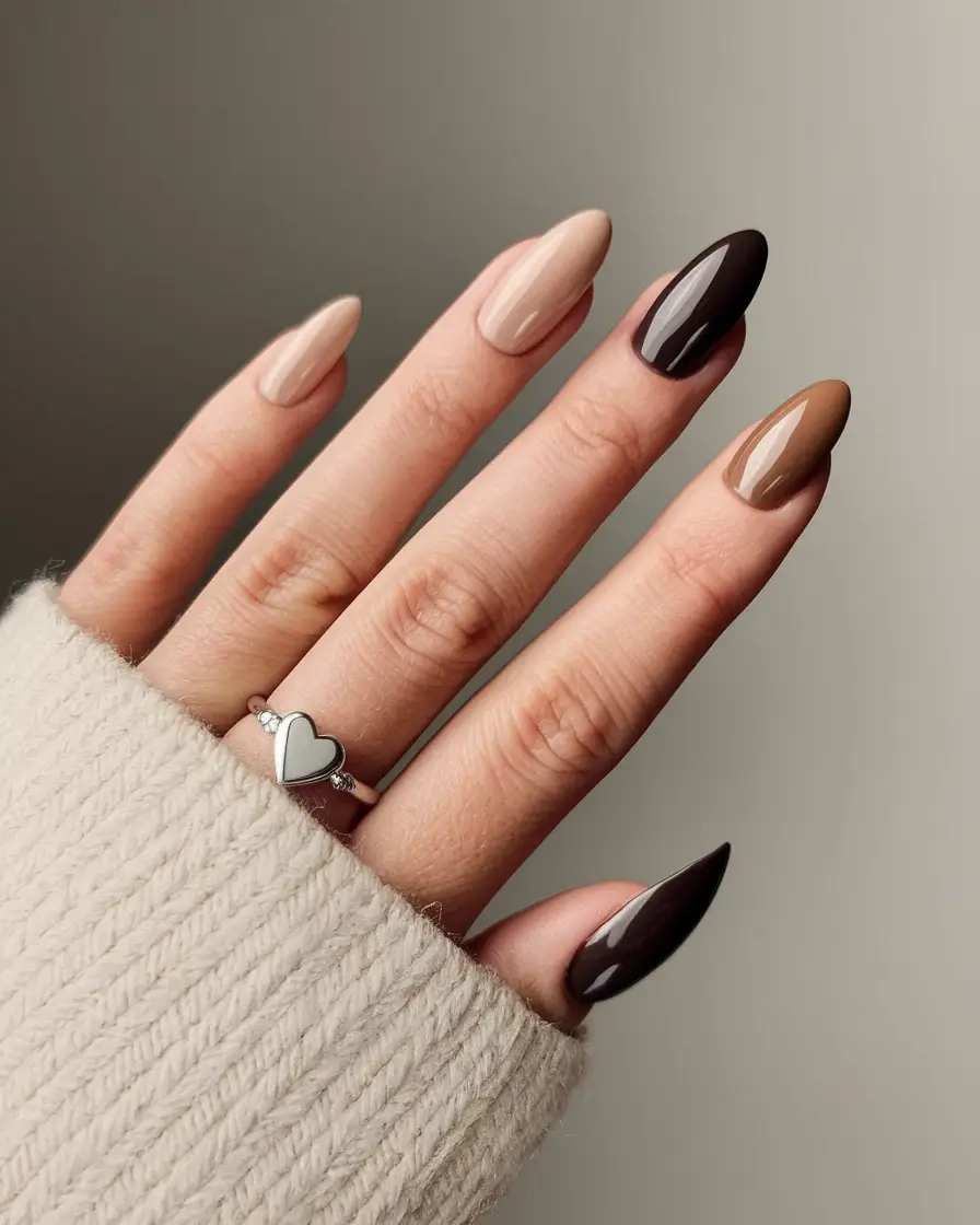 brown fall nails 2025 Gradient Neutral Harmony