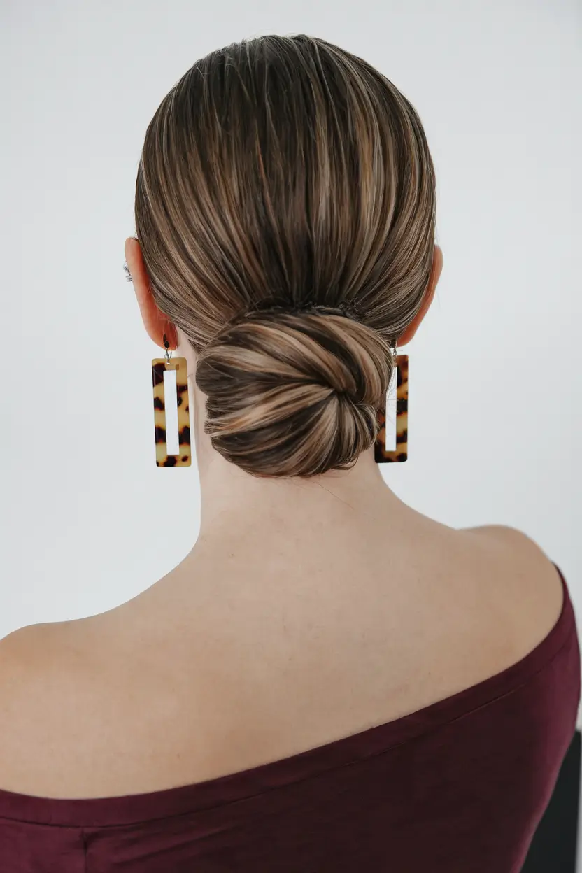 easy fall hairstyles ideas 2025 Chic Low Twisted Bun for Effortless Elegance