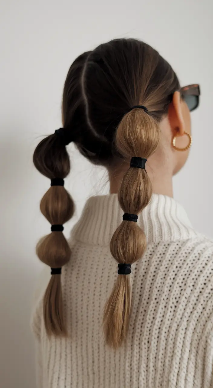 easy fall hairstyles ideas 2025 Playful Bubble Braids