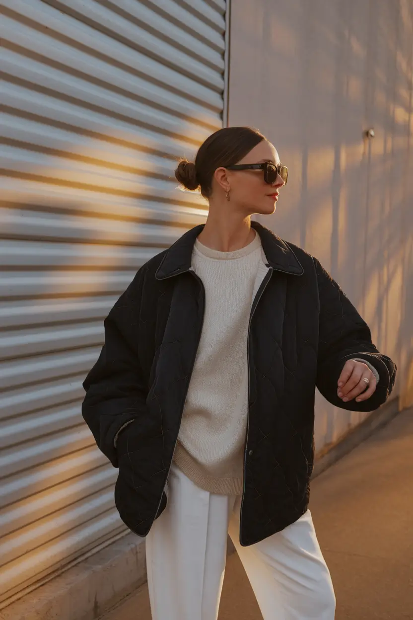 everyday fall outfits ideas 2025 Oversized Quilted Comfort