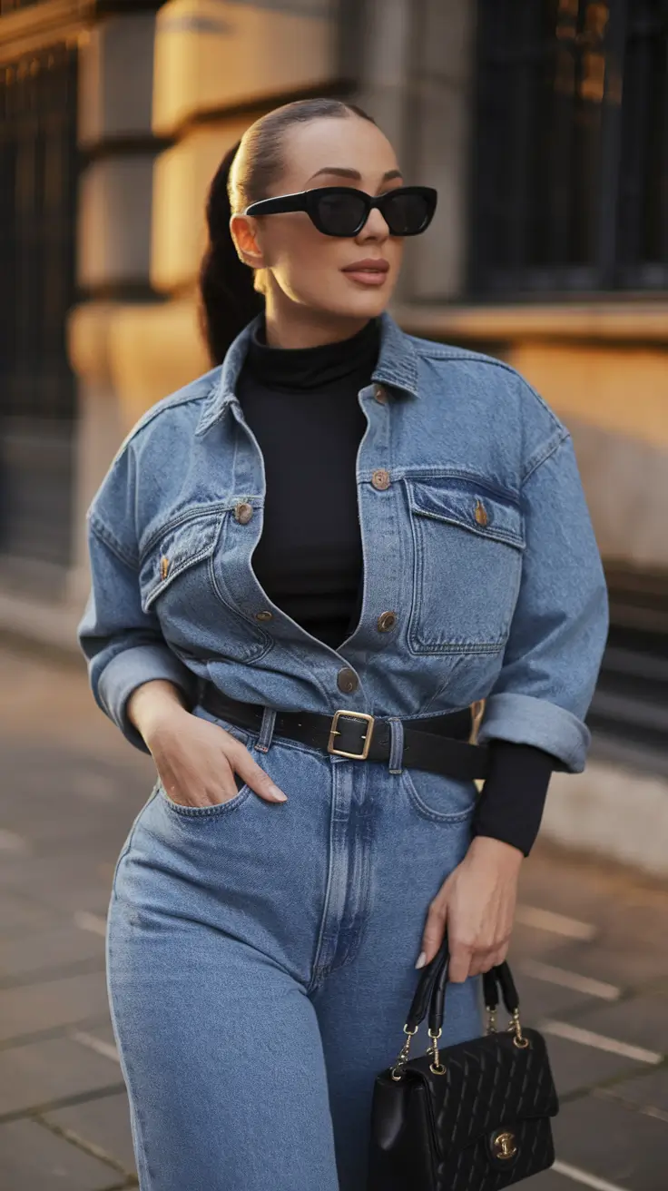 everyday fall outfits ideas 2025 Double Denim with a Polished Twist