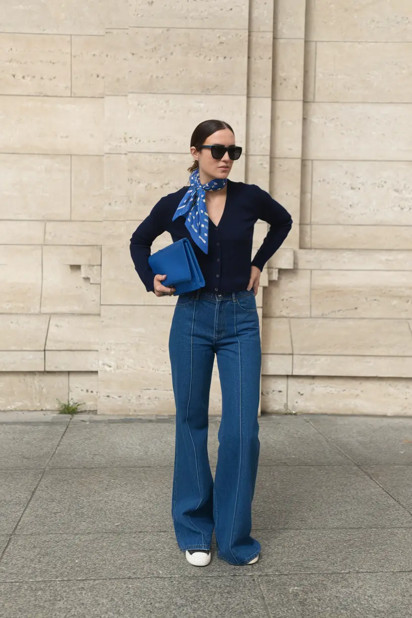 everyday fall outfits ideas 2025 Monochrome Blue Elegance