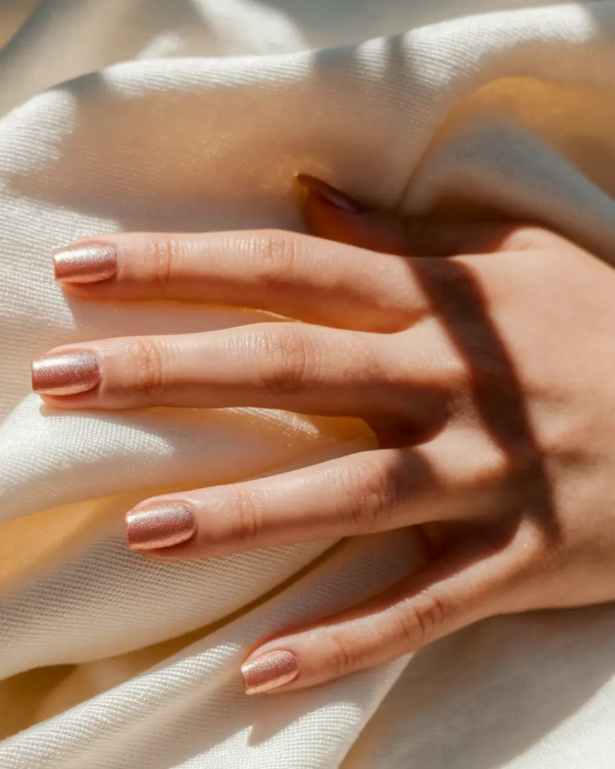 nail color for women over 50 Rosé Gold Short Square