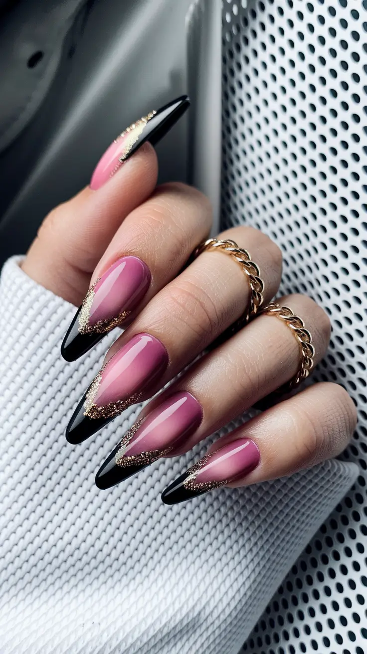nail color for women over 50 Black-Tipped Rose Drama