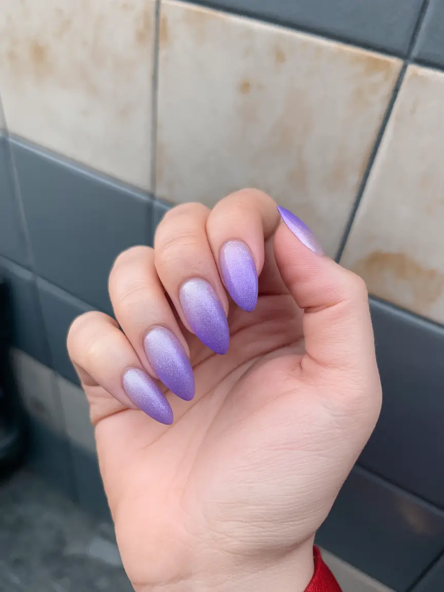 nail color for women over 50 Lavender Ombre Glow