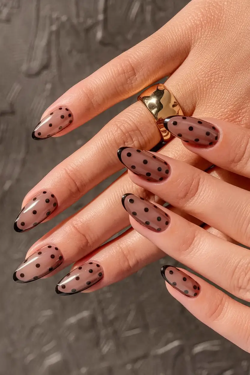 nail color for women over 50 Playful Dotted French