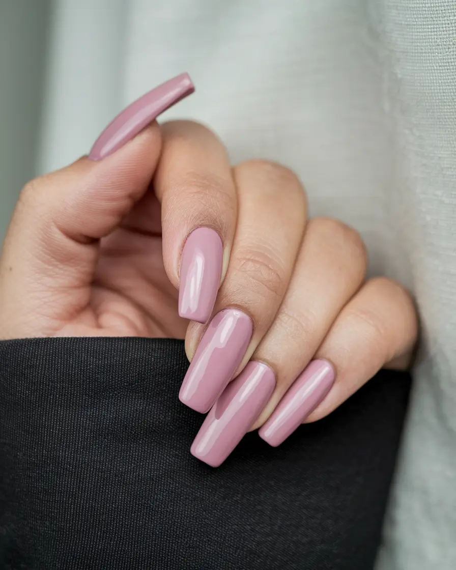 Fall Nail Color Ideas for Women Over 60 Classic Mauve on Long Nails