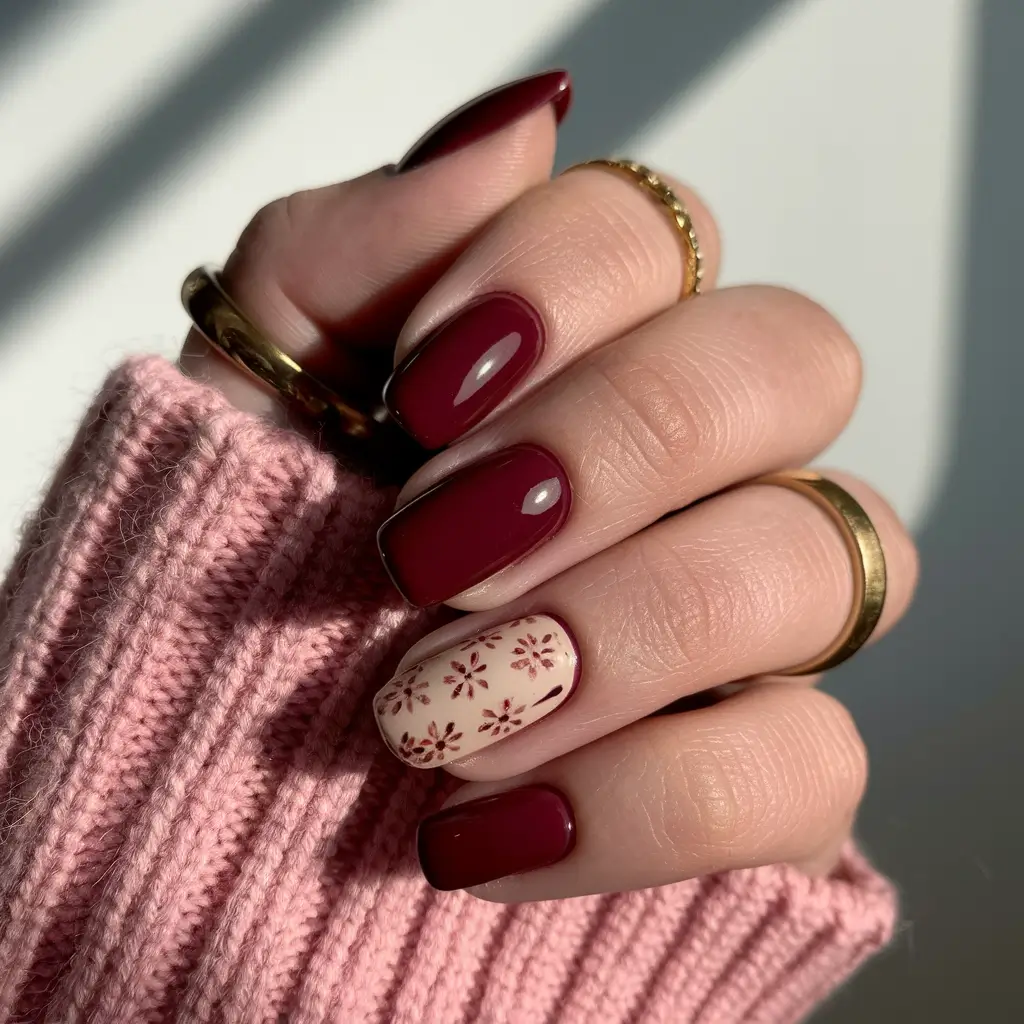 Fall Nail Color Ideas for Women Over 60 Rich Burgundy with Delicate Accents