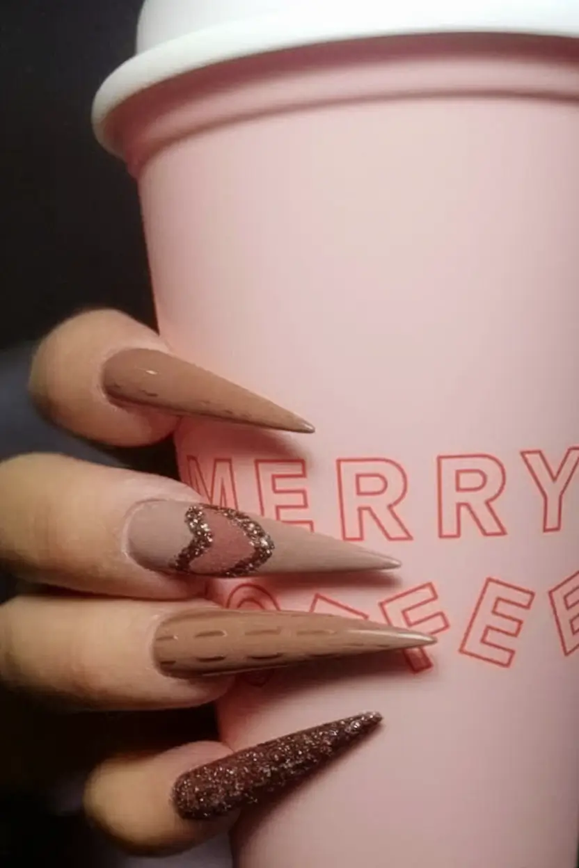 fall 3d nail art Chocolate Glam with Sweater Texture