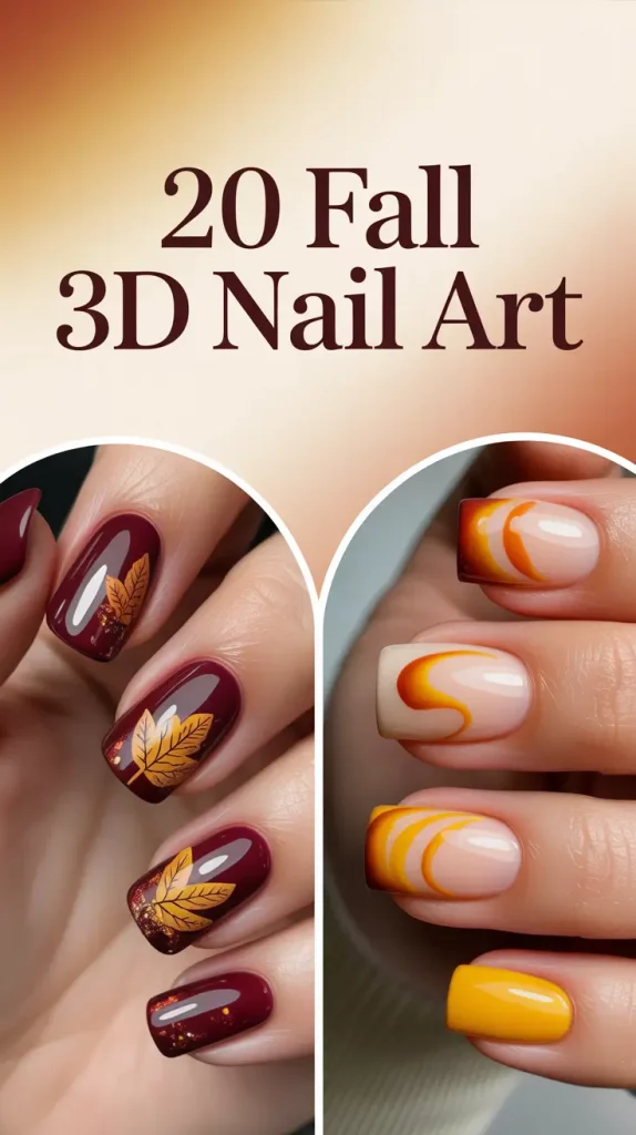 Fall 3D Nail Art 2025: Stunning Designs with Leaves and Gel for Chic Autumn Nails