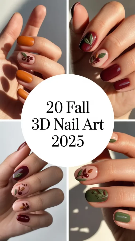 Fall 3D Nail Art 2025: Stunning Designs with Leaves and Gel for Chic Autumn Nails