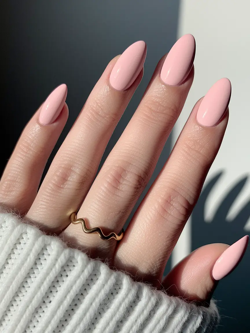 fall almond nails 2025 Soft Ballet Pink Minimalism