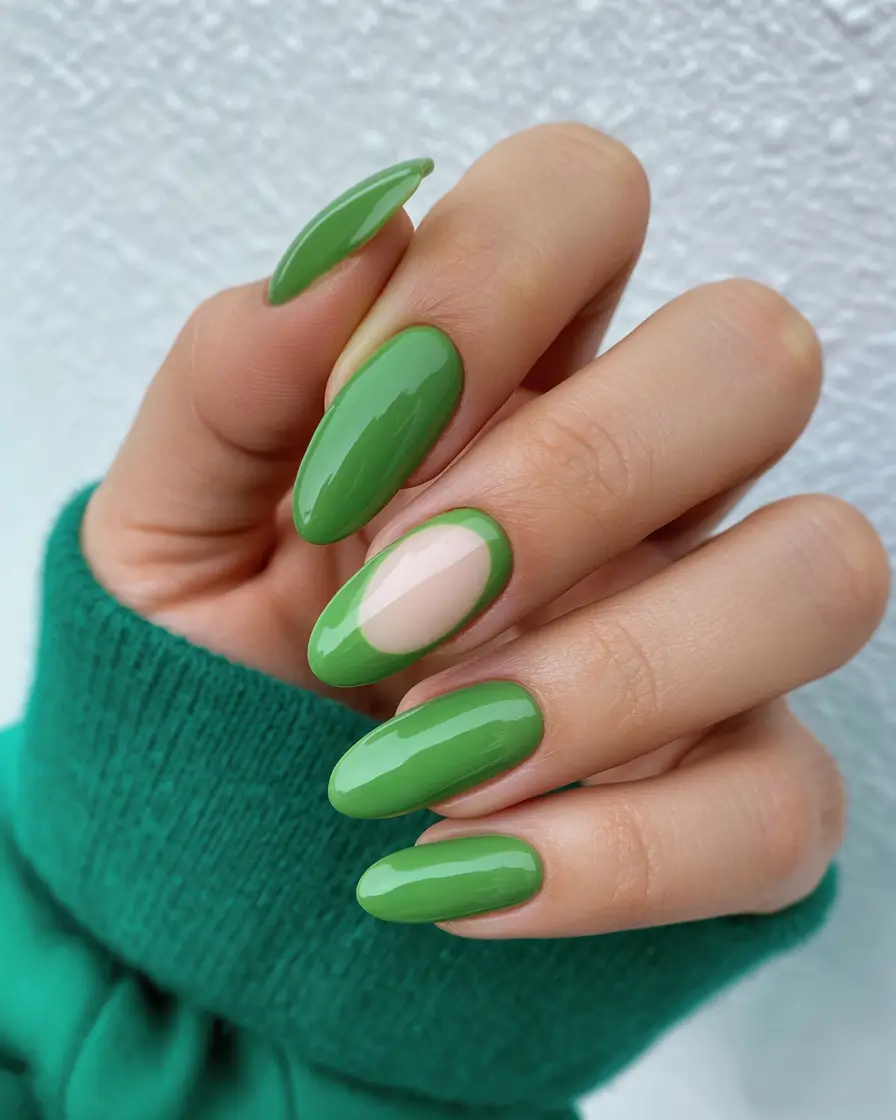 fall almond nails 2025 Sage Green Outline Play