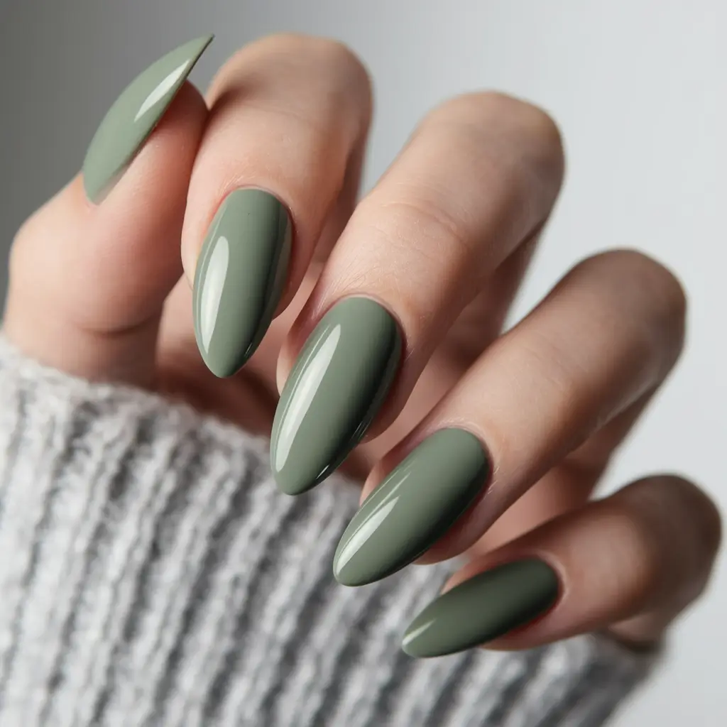 fall almond nails 2025 Muted Sage Sophistication