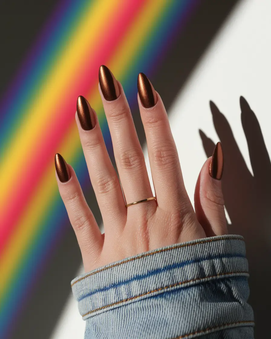 fall almond nails 2025 Molten Copper Glow