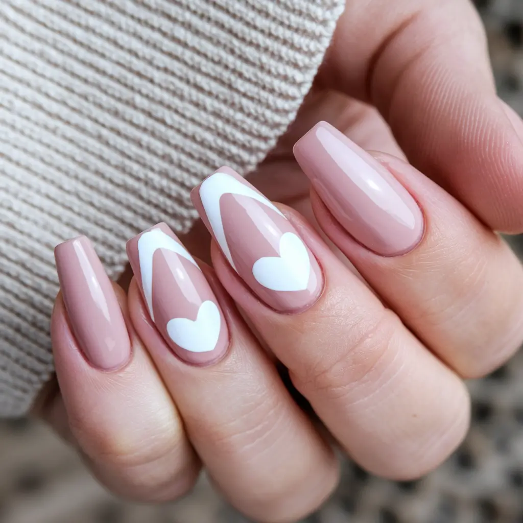 fall ballerina nails 2025 Hearts in Neutral
