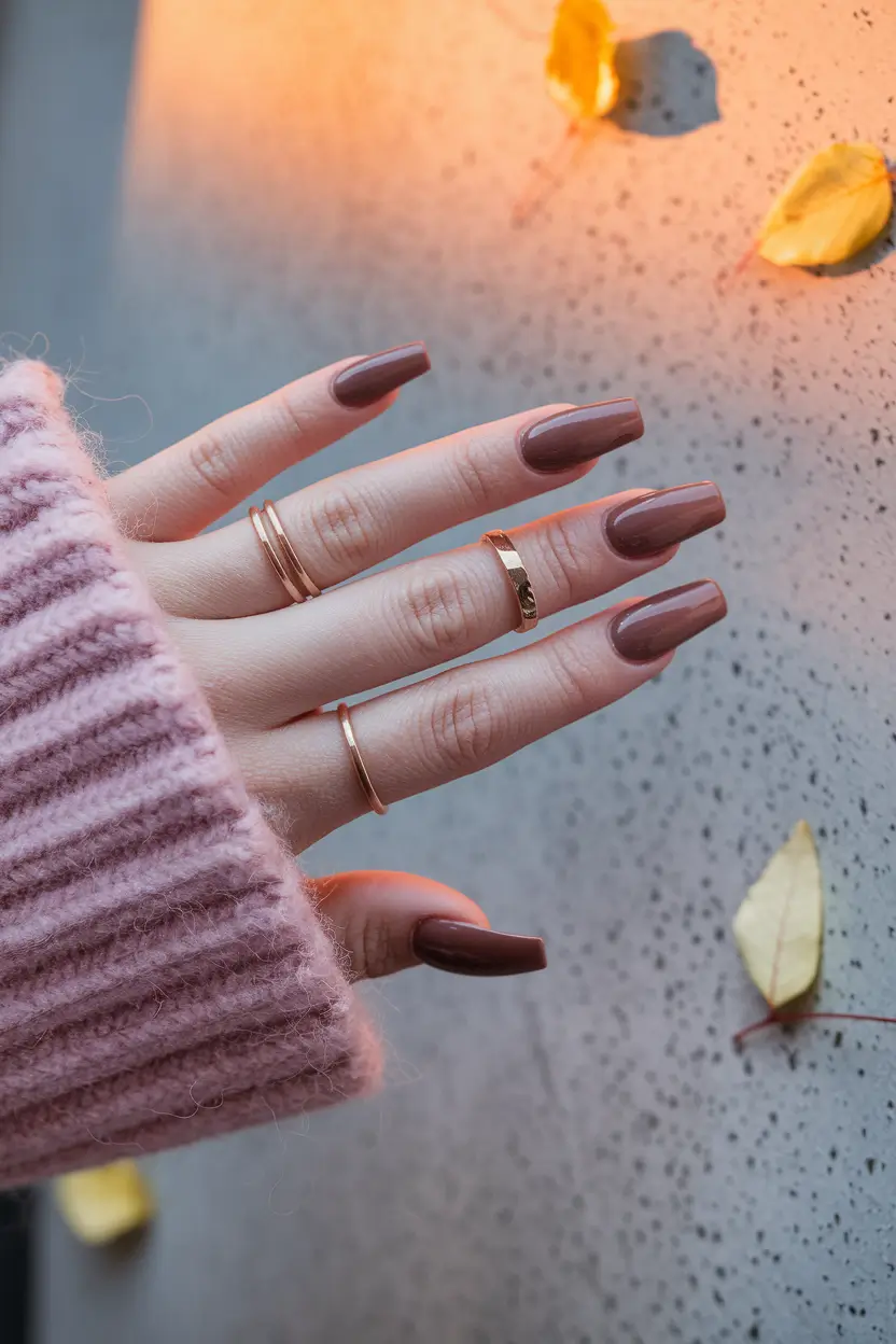 fall ballerina nails 2025 Chocolate Mocha Classic