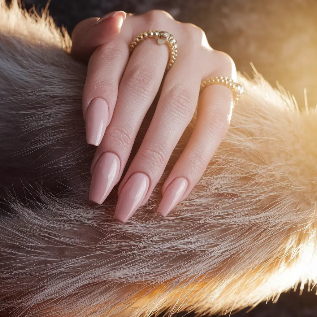 fall ballerina nails 2025 Soft Nude Elegance