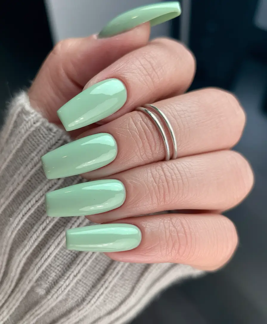 fall ballerina nails 2025 Minty Fresh Fall Minimalism