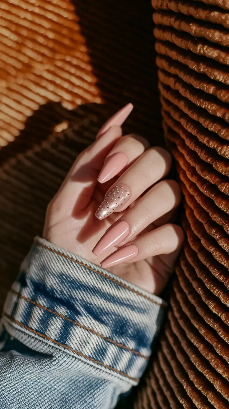 fall ballerina nails 2025 Blush with a Spark